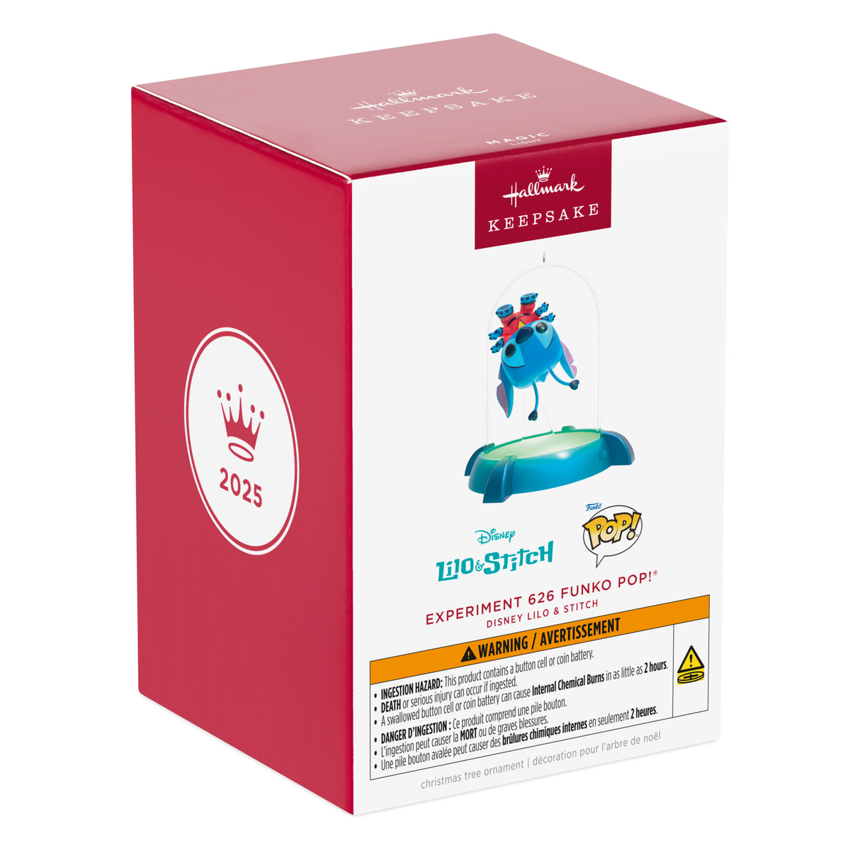 Hallmark Keepsake Christmas Ornament (Disney Lilo & Stitch Experiment 626 Funko POP! With Light)