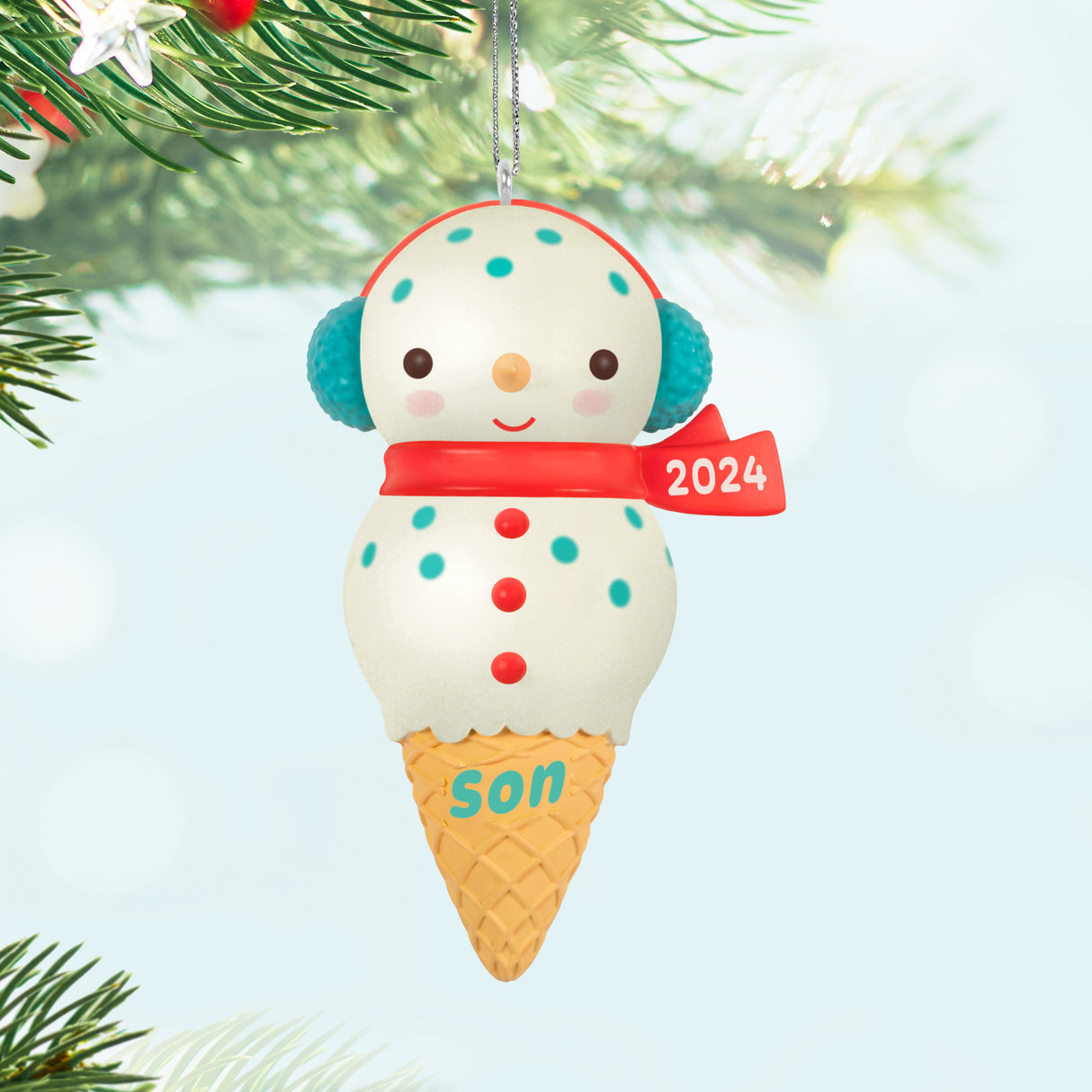 Keepsake Christmas Ornament 2024, Son Snowman Ice Cream Cone 2024, Family Gifts