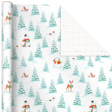 Christmas Wrapping Paper with Cut Lines on Reverse (3 Rolls: 120 sq. ft. ttl) Storybook Critters, Snowmen, Green and Blue Plaid