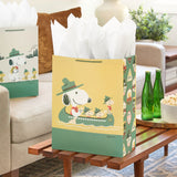 Hallmark Peanuts Gift Bag Bundle (2 Bags: 1 Large 13", 1 XL 15") Snoopy and Woodstock for Father's Day, Birthdays, Summer Camp