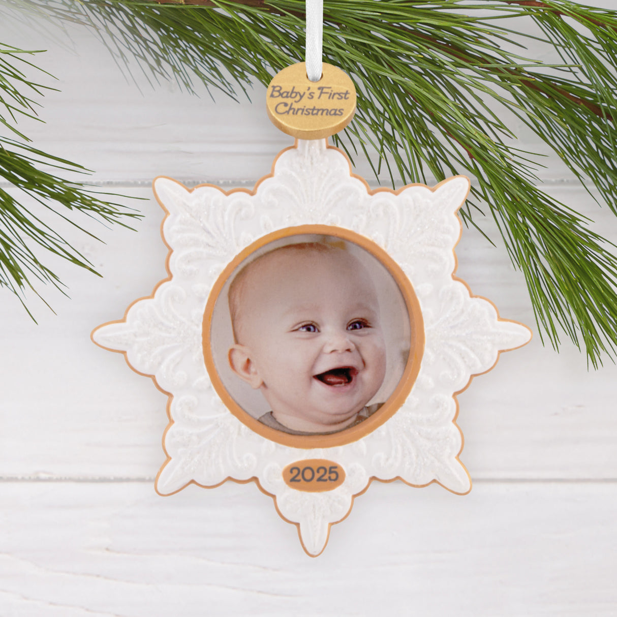 Hallmark Christmas Ornament (Baby's First Christmas 2025 Snowflake Photo Frame)