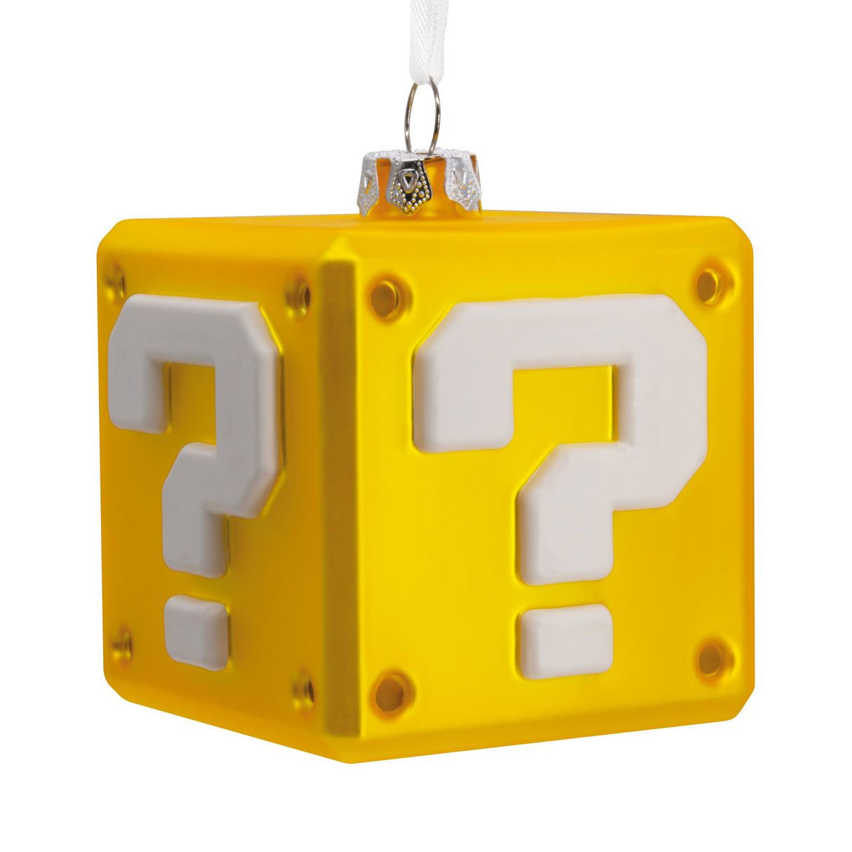 Nintendo Super Mario Question Block Christmas Ornament, Blown Glass