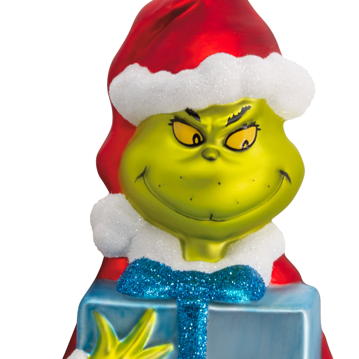 Dr. Seuss's How the Grinch Stole Christmas! Grinch With Present Christmas Ornament, Blown Glass