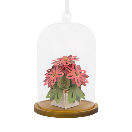 Poinsettia in Glass Cloche Christmas Ornament