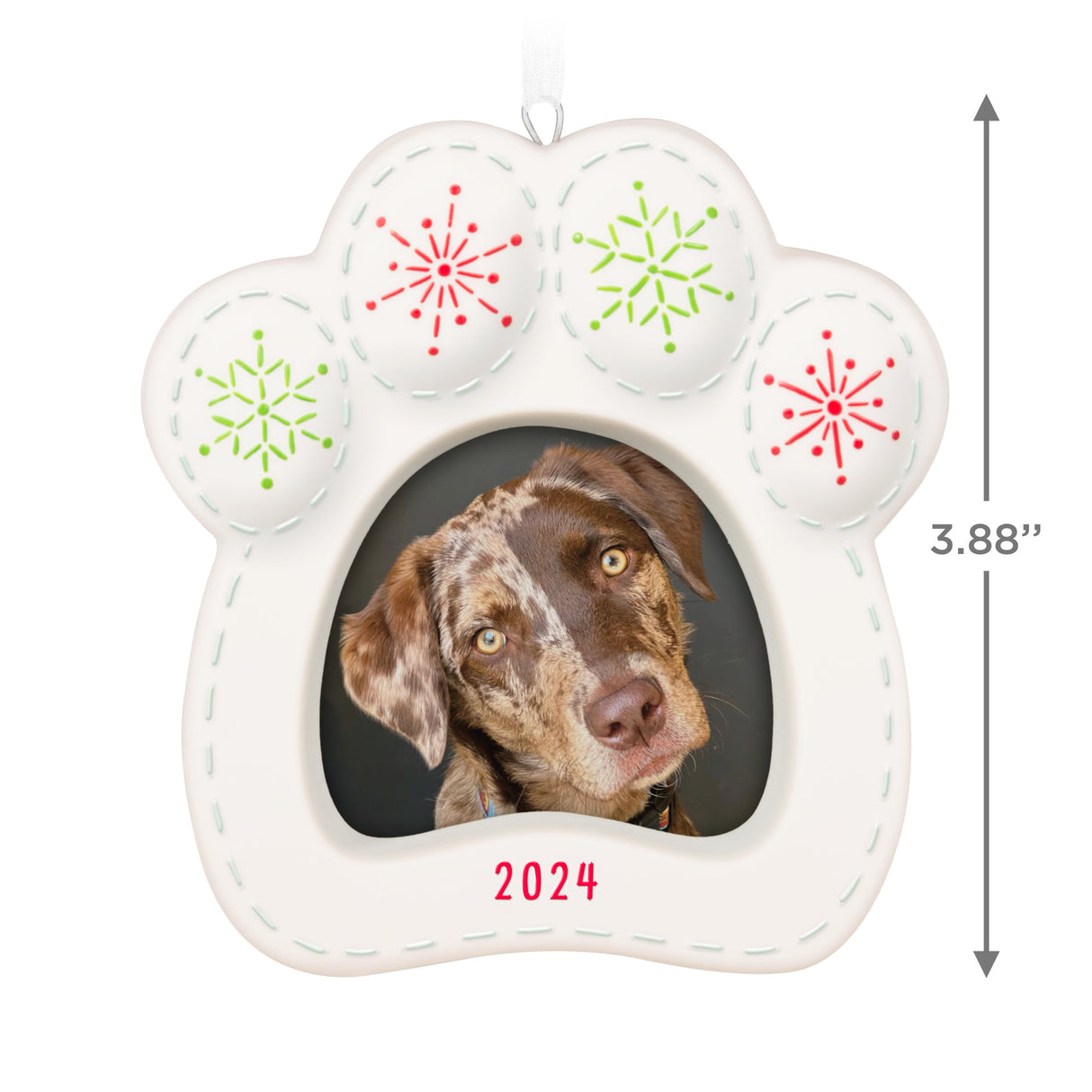 Keepsake Christmas Ornament 2024, Happy Dog 2024 Photo Frame, Porcelain, Pet Gifts