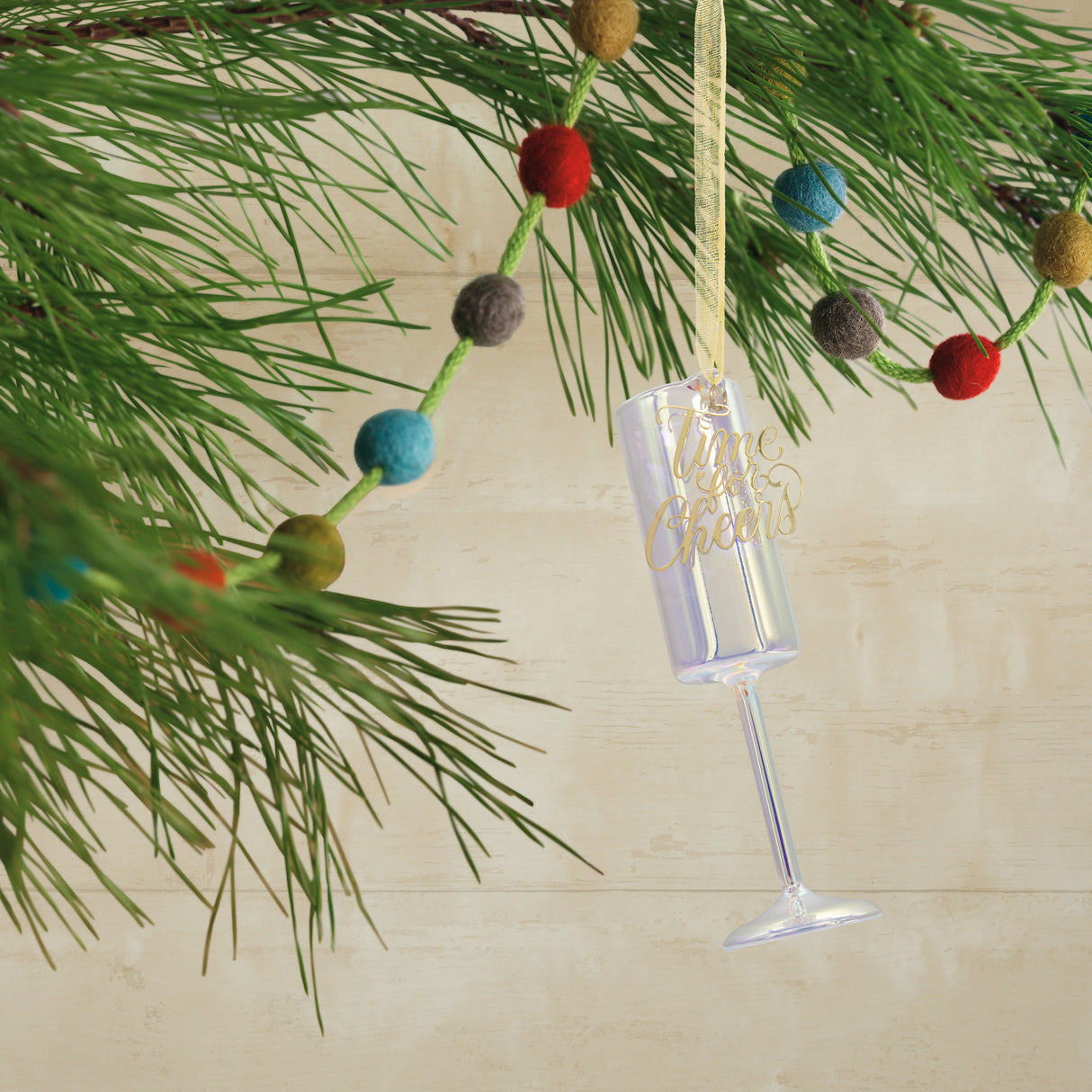 Signature Champagne Glass Blown Glass Christmas Ornament