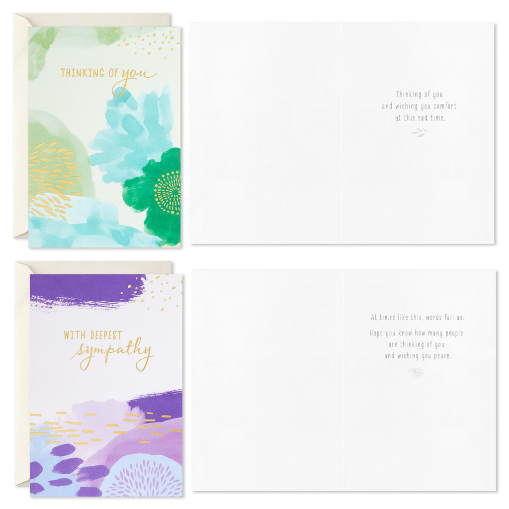 Sympathy Cards Assortment, Abstract Watercolor (16 Assorted Thinking of You Cards with Envelopes)