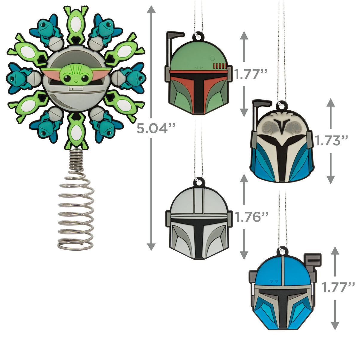 Star Wars: The Mandalorian Mini Christmas Tree Topper and Ornaments, Set of 5