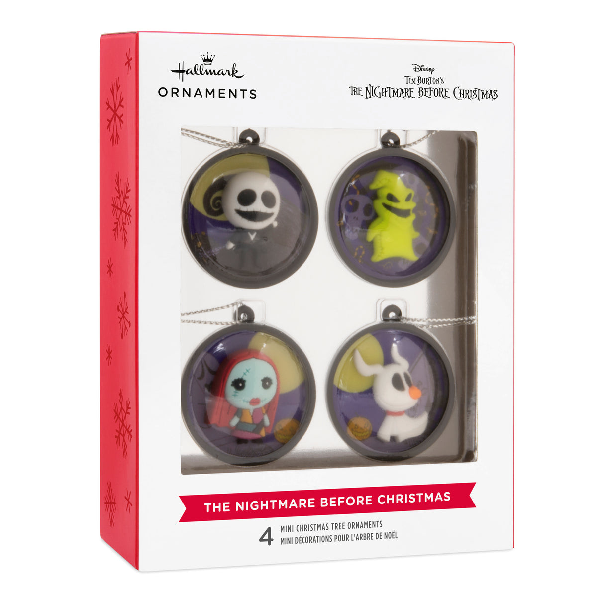 Disney Tim Burton's The Nightmare Before Christmas Scenes Mini Christmas Ornaments, Shatterproof, Set of 4