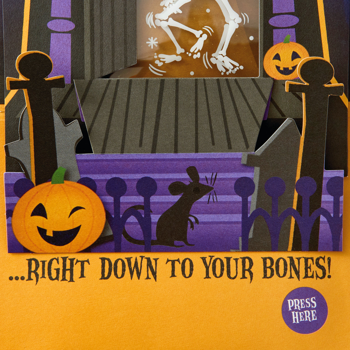 Musical Halloween Card for Kids (Displayable Haunted House with Light Up Skeleton)