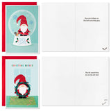 Gnome Boxed Christmas Card Assortment (16 Cards and Envelopes) Snow globe, Mushrooms, Wreath, Sled