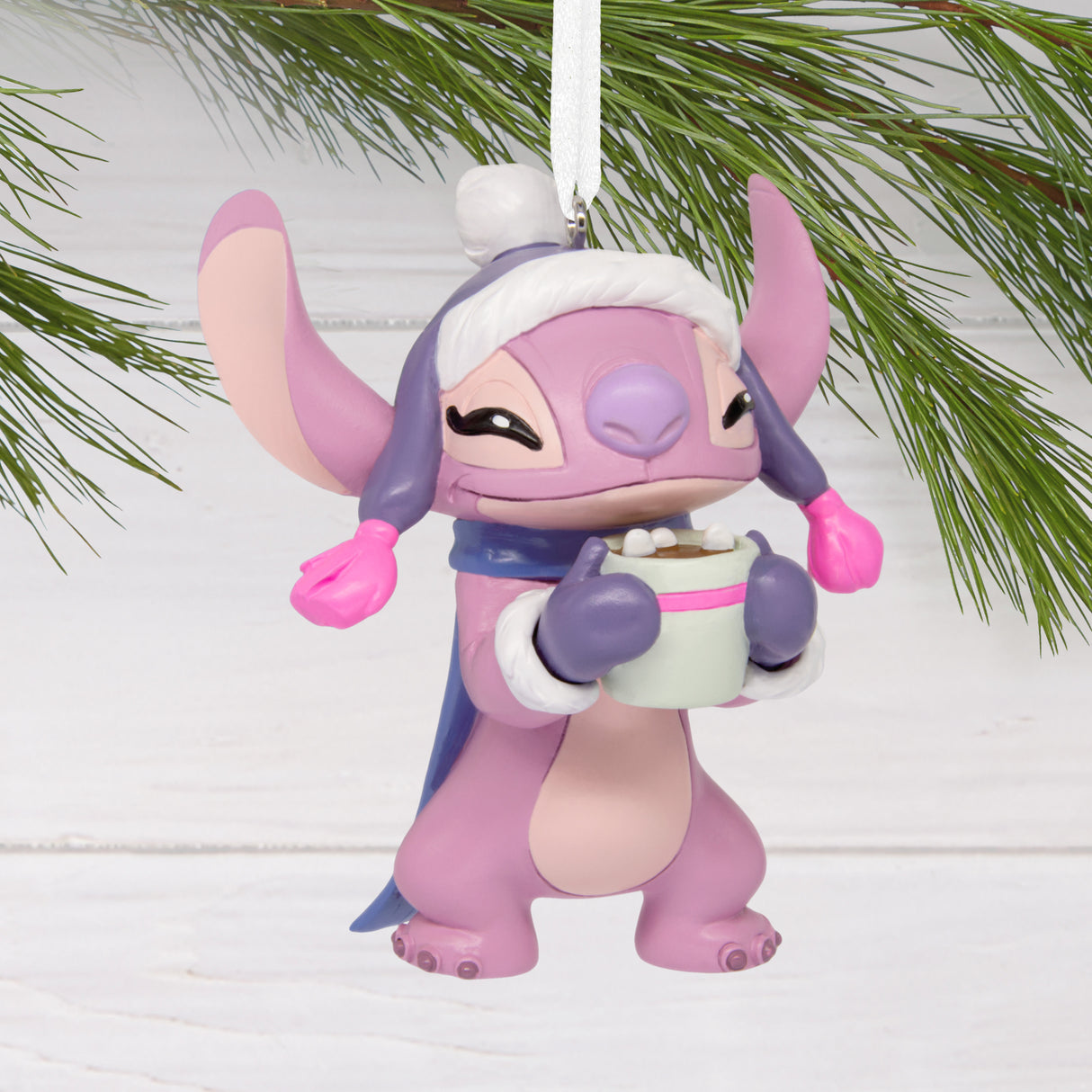 Hallmark Christmas Ornament (Disney Stitch Angel With Hot Cocoa)