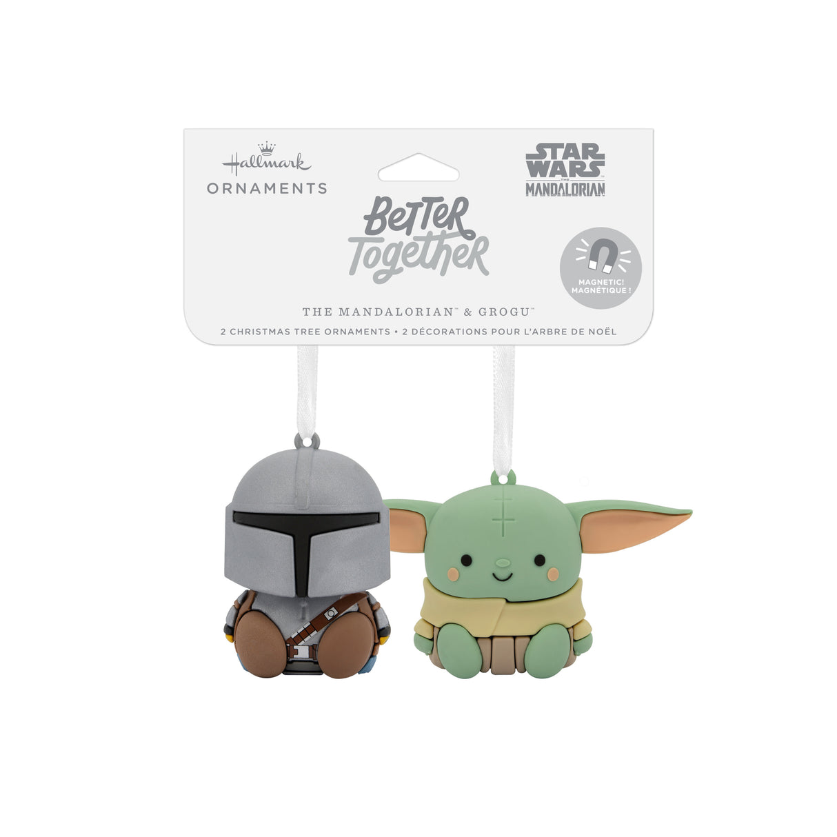 Better Together Star Wars: The Mandalorian and Grogu Magnetic Christmas Ornaments, Set of 2 Shatterproof Ornaments, May the 4th