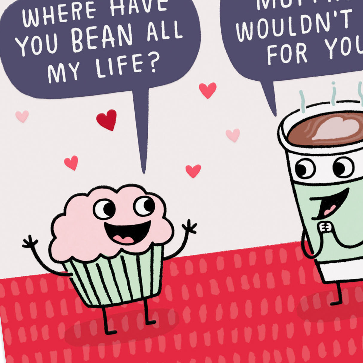 Shoebox Funny Valentine's Day or Galentine's Day Card (Muffin and Coffee Puns)