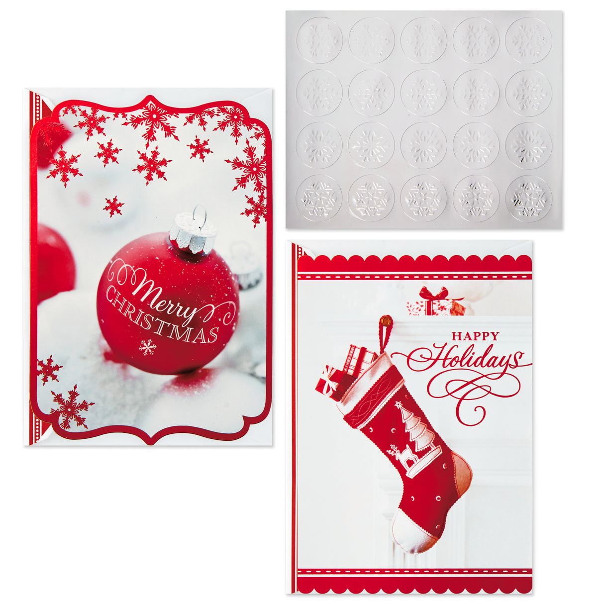 Christmas Boxed Card Assortment, Ornament and Stocking (40 Cards with Envelopes and Gold Seals)