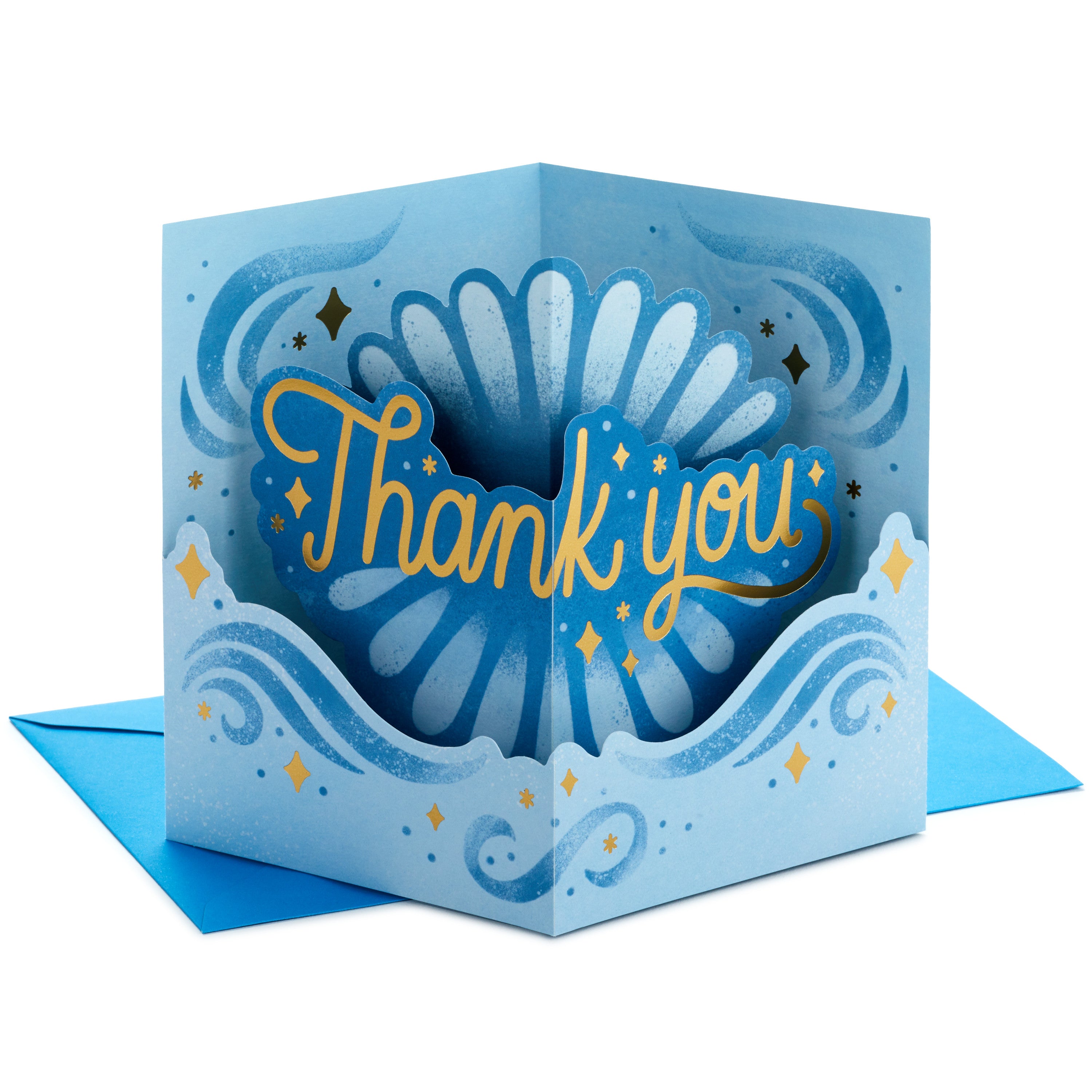 Hallmark Paper Wonder Pop Up Thank You Card, Nurses Day Card, Admin Professional Day Card (Blue and Gold)