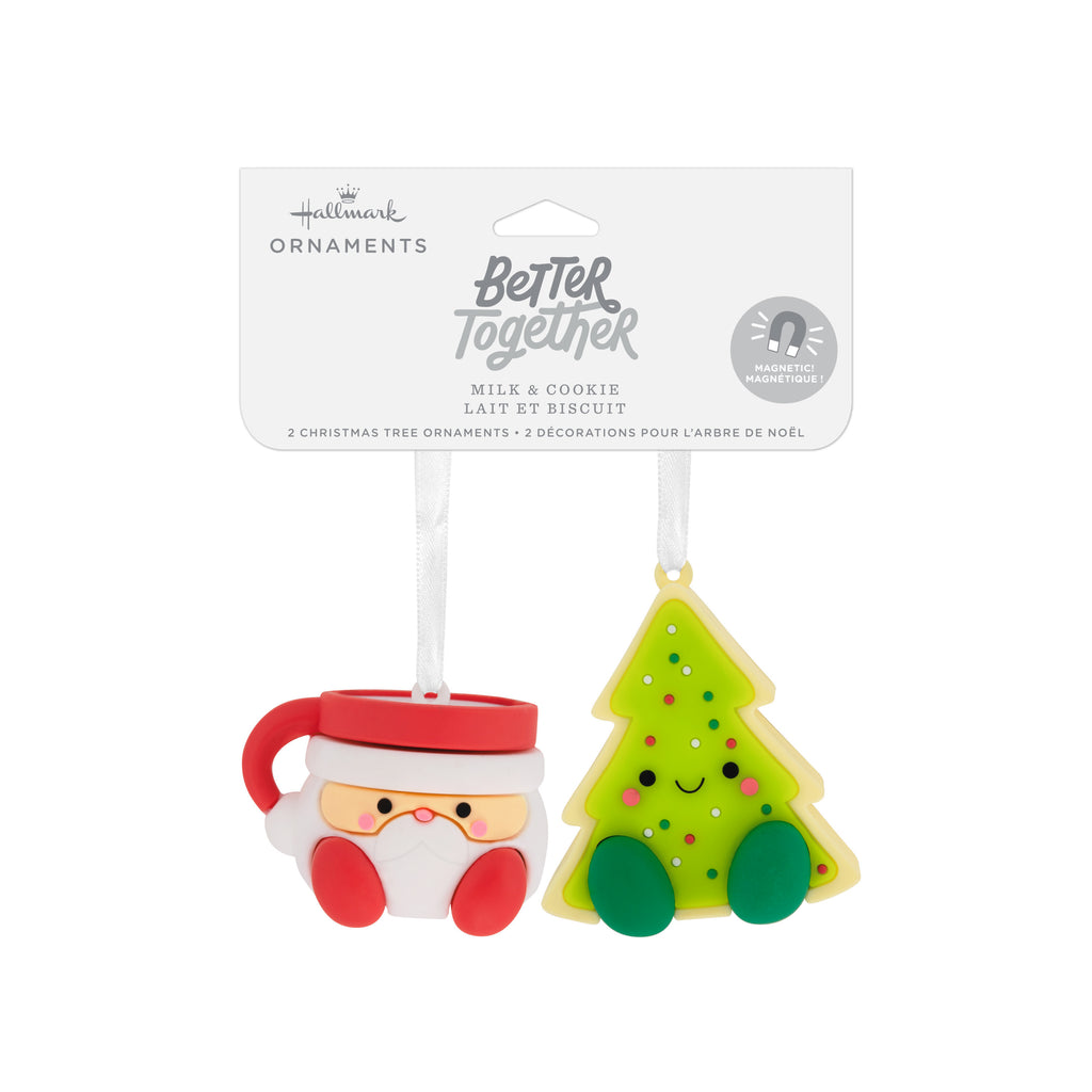 Better Together Santa Milk Mug and Christmas Tree Cookie Magnetic Ornaments, Set of 2