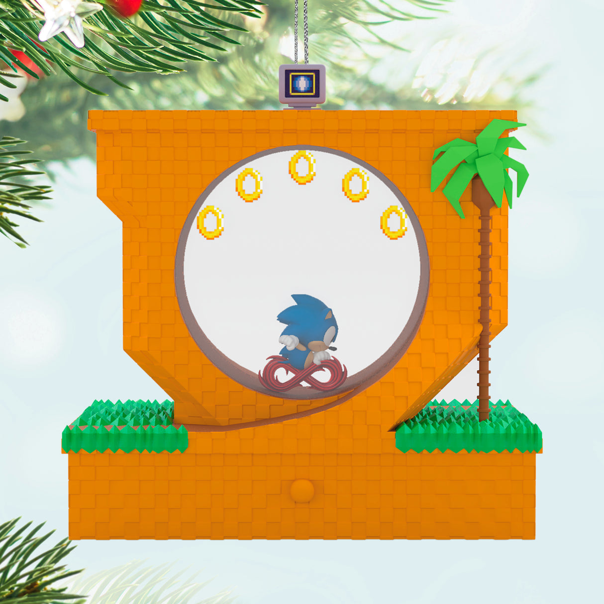 Keepsake Christmas Ornament 2024, Sonic the Hedgehog Sonic Collecting Rings With Light, Sound and Motion, Gifts for Gamers