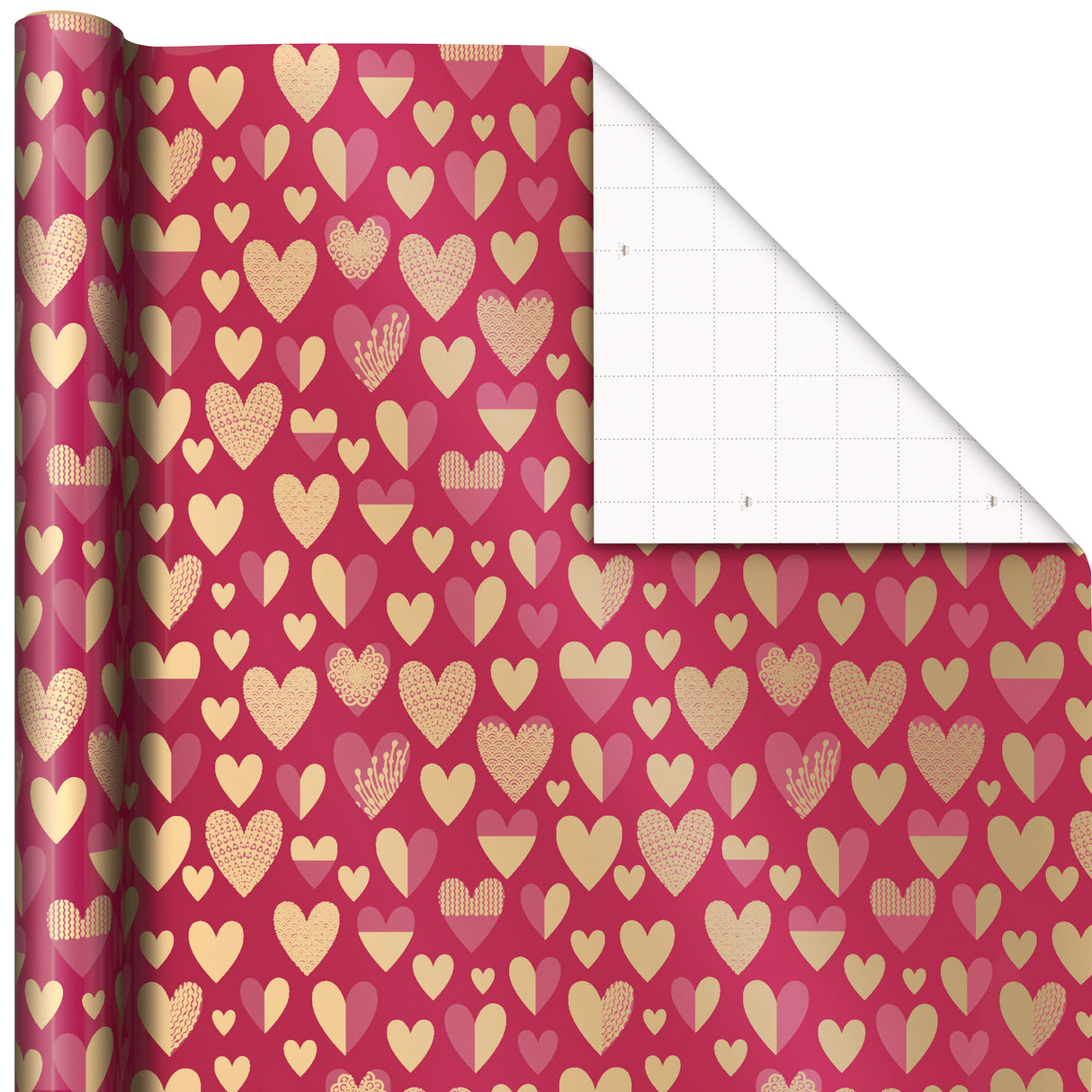 Hallmark All Occasion Wrapping Paper Bundle with Cut Lines on Reverse - Blue, Emerald, Magenta & Gold (3-Pack: 105 sq. ft. ttl.) for Birthdays, Weddings, Valentine's Day, Graduations & Bridal Showers