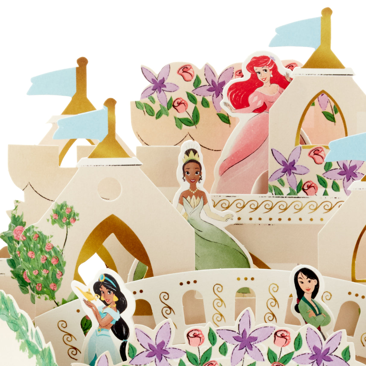 Hallmark Paper Wonder Pop Up Disney Princess Birthday Card for Kids (Castle Scene with Paper Princess Figures)