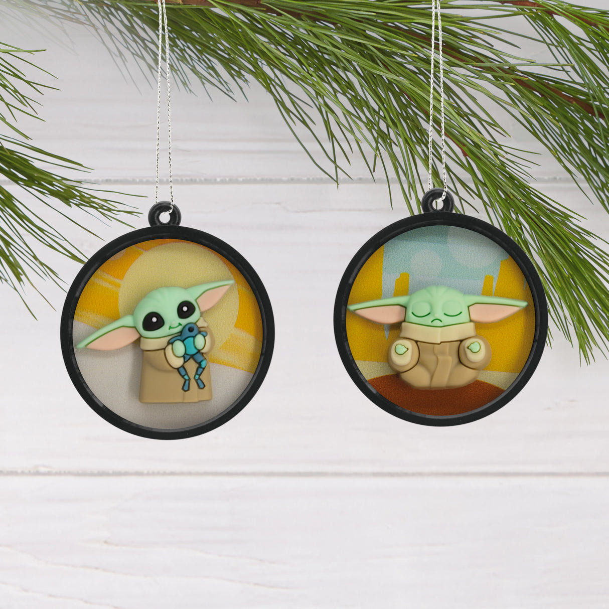 Star Wars: The Mandalorian Grogu Scenes Mini Christmas Ornaments, Shatterproof, Set of 4