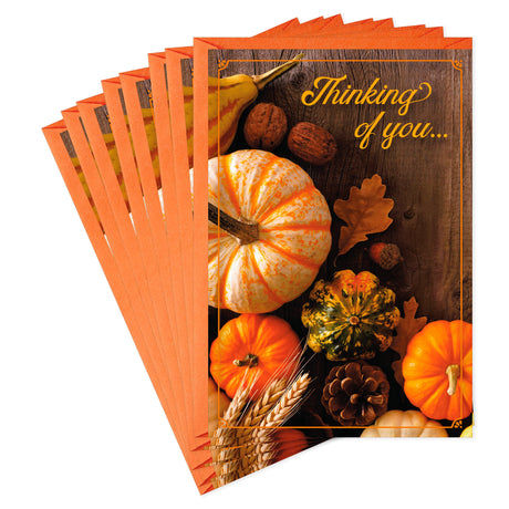 Hallmark Fall Thinking of You Cards (8 Cards with Envelopes) Pumpkins and Leaves