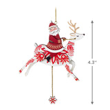 Keepsake Christmas Ornament 2024, Pull-String Reindeer With Santa, Wood, Santa Collectors Gifts