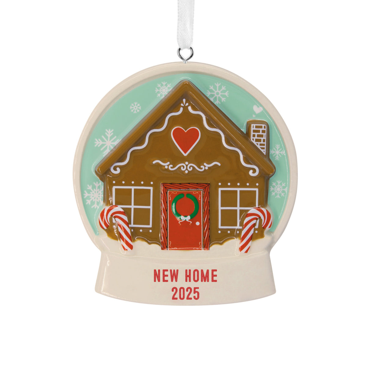 Hallmark Christmas Ornament (Gingerbread Snow Globe New Home 2025, Ceramic)