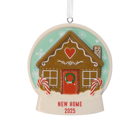 Hallmark Christmas Ornament (Gingerbread Snow Globe New Home 2025, Ceramic)
