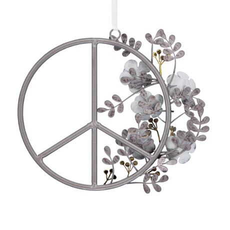 Signature Peace Sign with Flowers Christmas Ornament