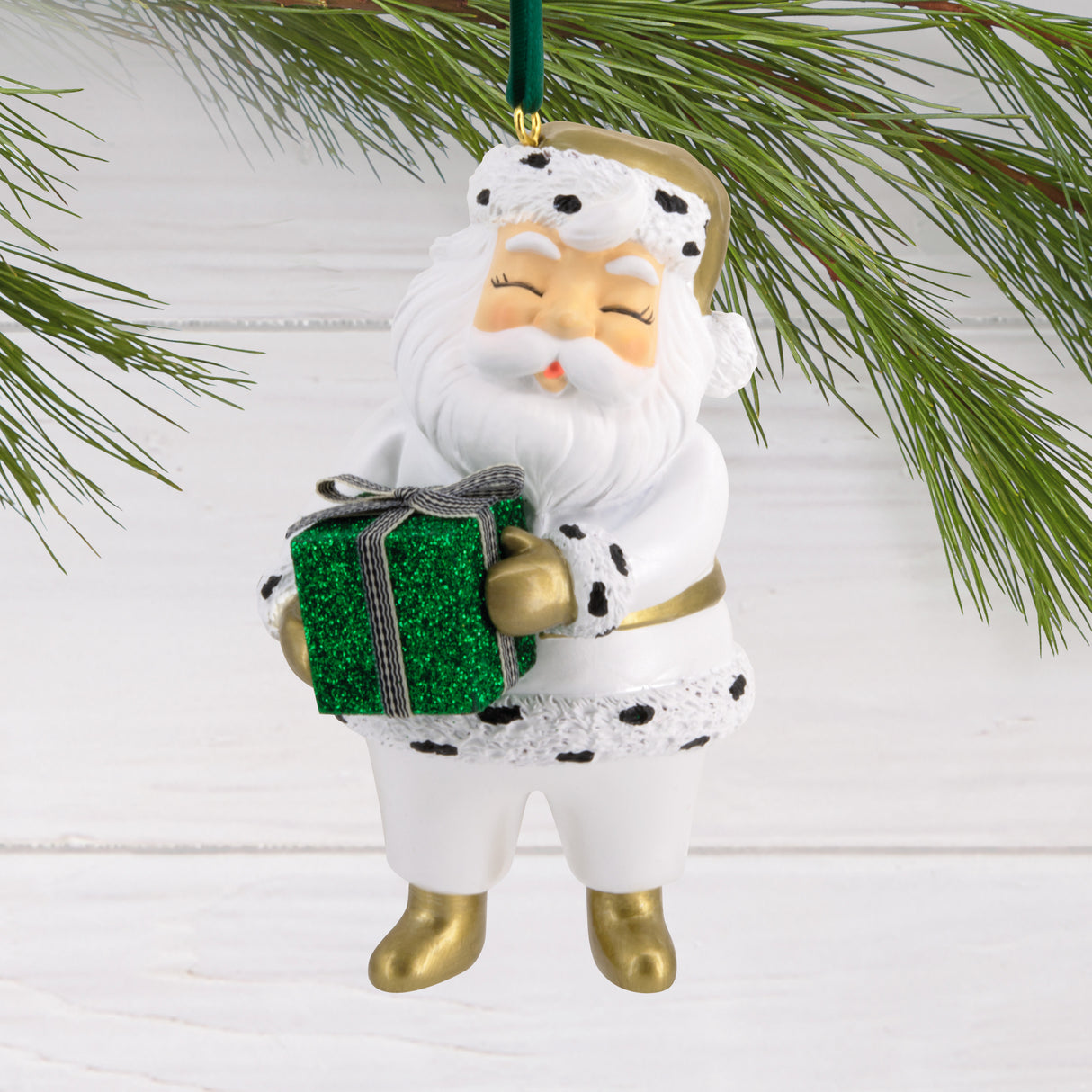 Signature Santa in White Suit Christmas Ornament