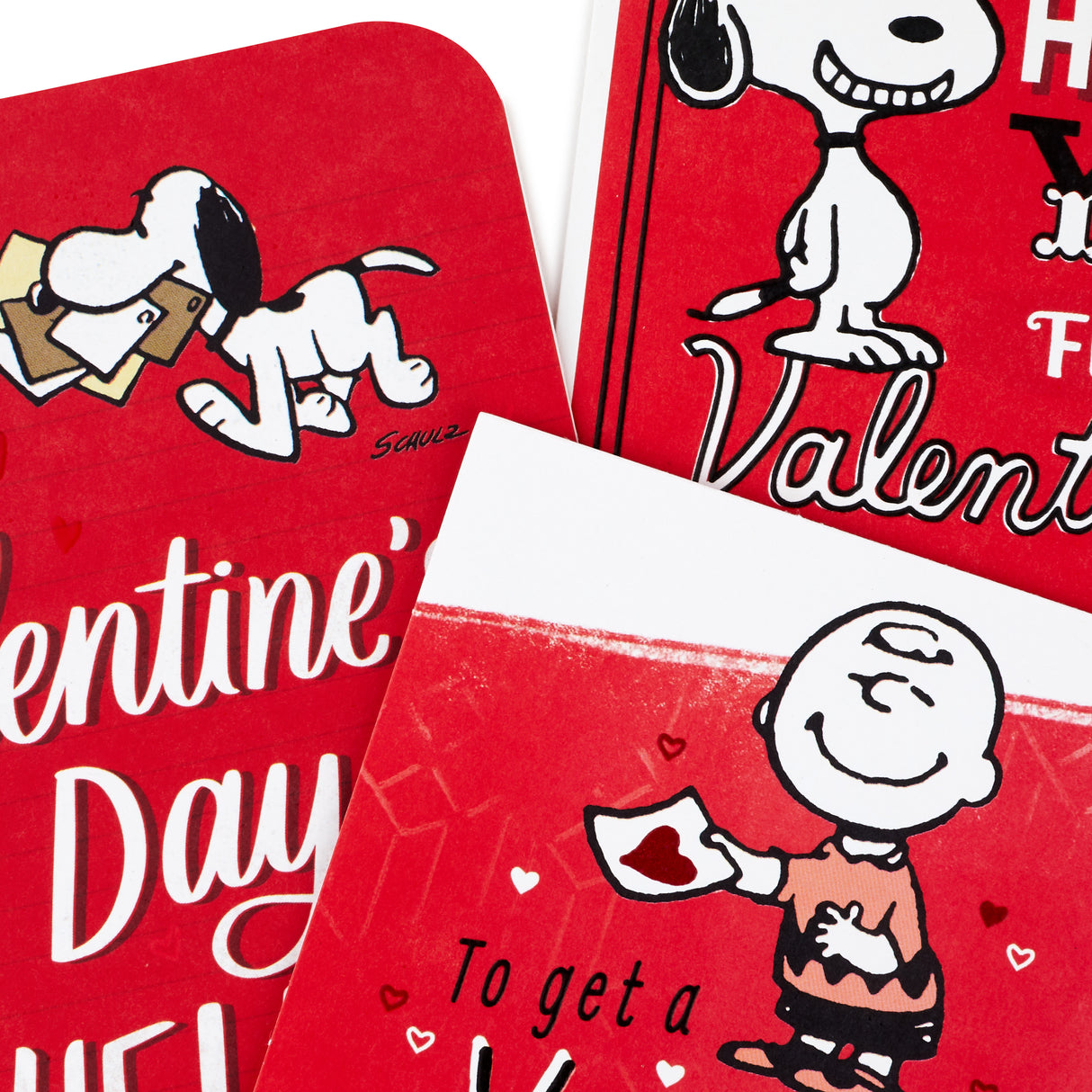 Hallmark Pack of 3 Peanuts Valentines Day Cards (Snoopy and Charlie Brown)