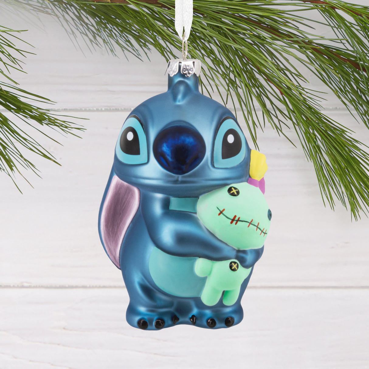 Hallmark Christmas Ornament (Disney Stitch With Scrump, Glass)