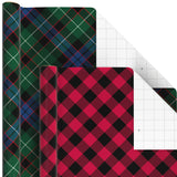 Plaid Wrapping Paper with Cutlines on Reverse (6 Rolls: Black and Red Buffalo Plaid, Royal Stewart Tartan, Blue, Green) for Christmas, Hanukkah, Father's Day, Graduation, Birthday