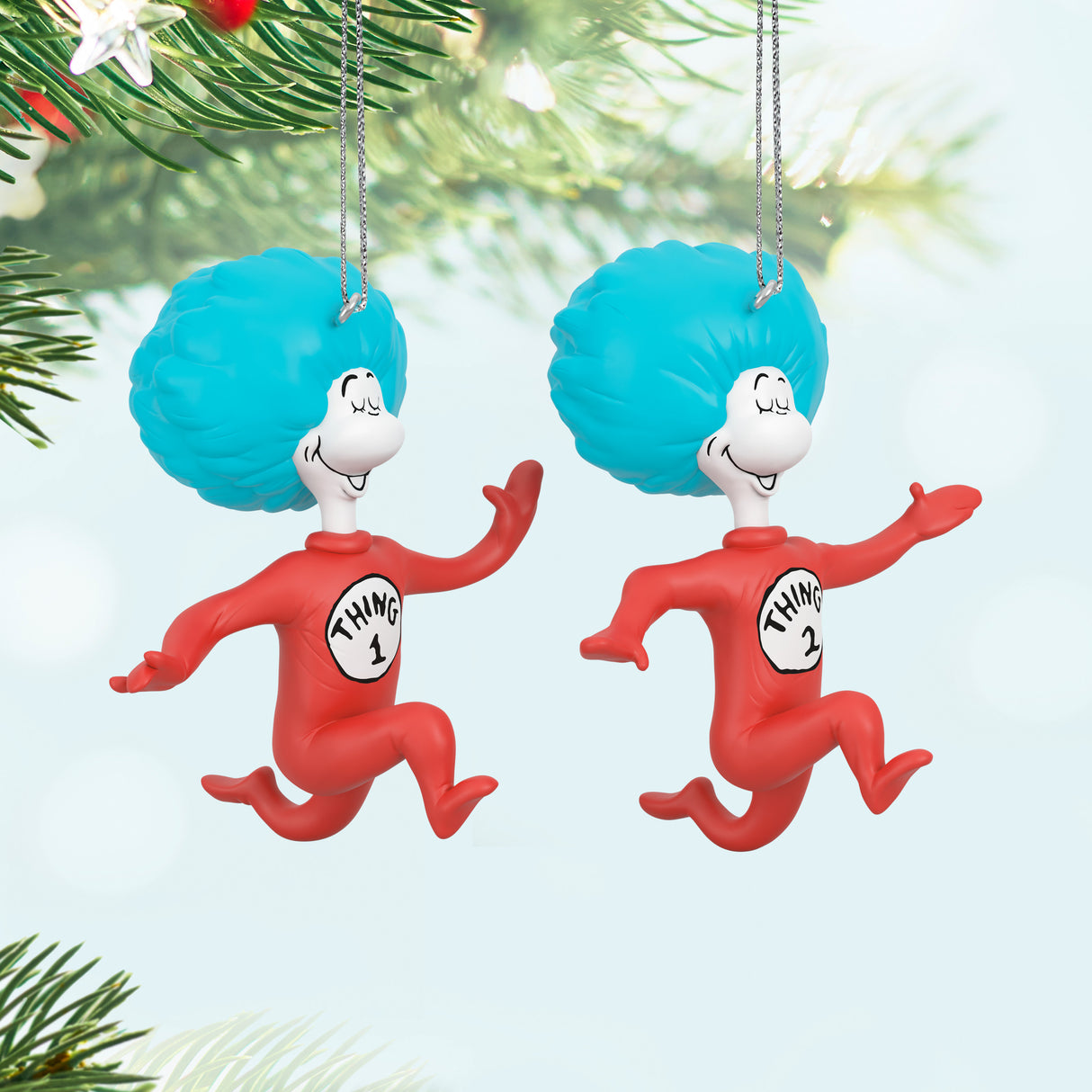 Keepsake Christmas Ornaments 2024, Dr. Seuss's The Cat in the Hat Thing One and Thing Two, Set of 2, Gifts for Dr. Seuss Fans