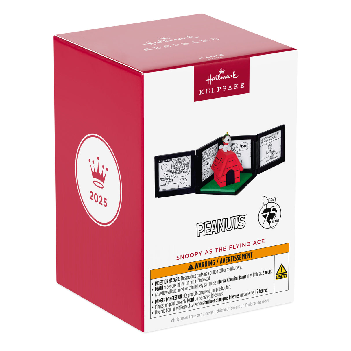 Hallmark Keepsake Christmas Ornament (Peanuts 75th Anniversary Snoopy as The Flying Ace Musical)