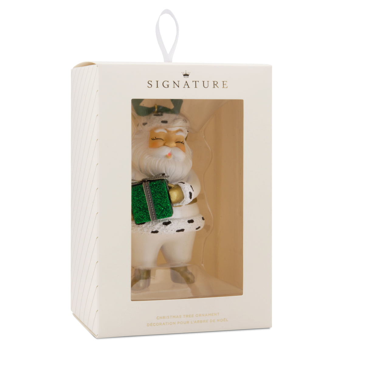 Signature Santa in White Suit Christmas Ornament