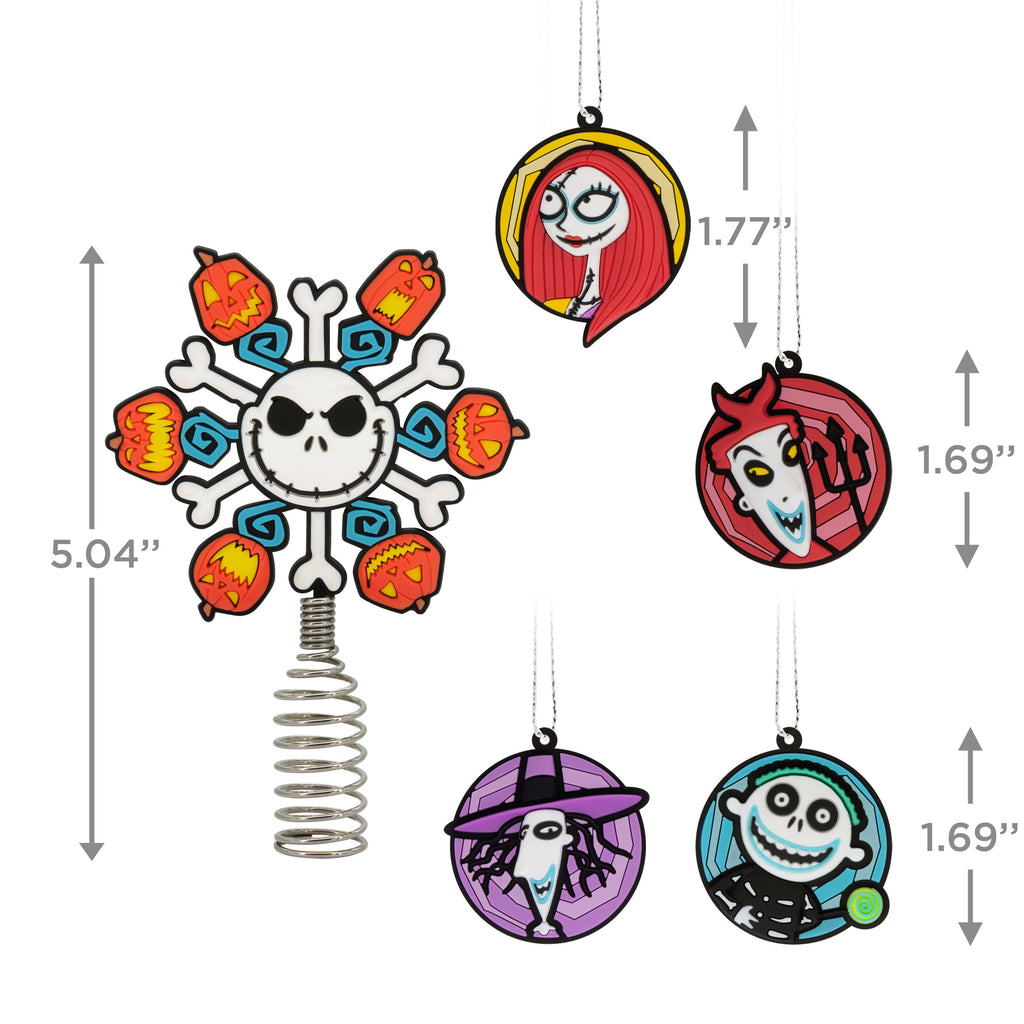 Mini Disney Tim Burton's The Nightmare Before Christmas Tree Topper and Ornaments, Set of 5