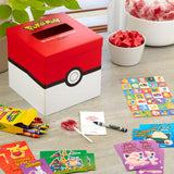 Pokémon Valentines Day Cards and Mailbox for Kids School Classroom Exchange (1 Box, 32 Valentine Cards, 35 Stickers, 1 Teacher Card)