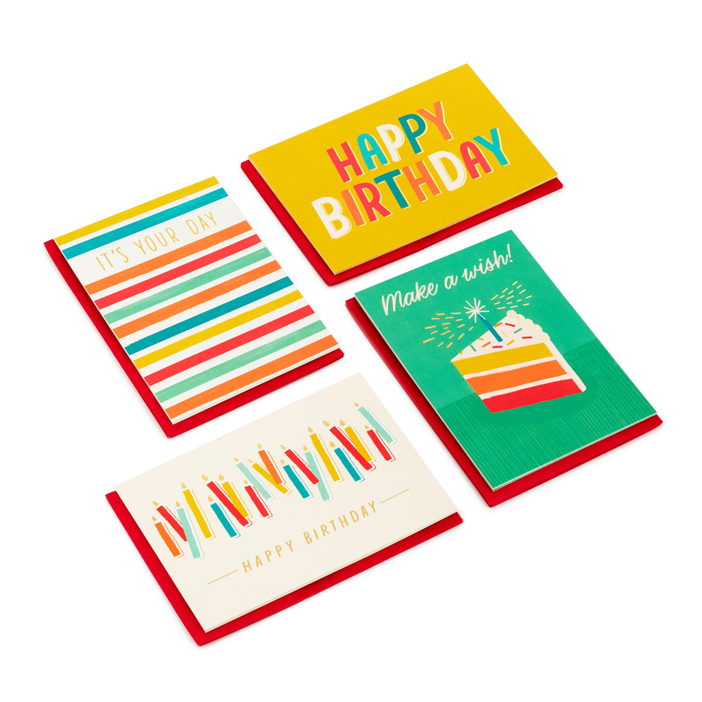 Birthday Cards Assortment, 16 Cards with Envelopes (Make a Wish)