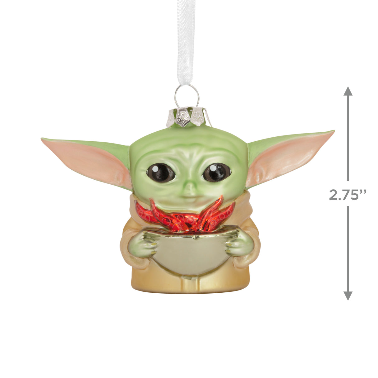 Star Wars: The Mandalorian Grogu Holding Cup Christmas Ornament, Blown Glass, May the 4th