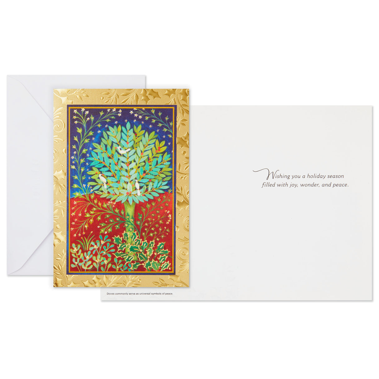 UNICEF Christmas Boxed Cards, Peaceful Holly Tree (20 Cards and 21 Envelopes)