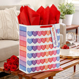 Hallmark Valentine's Day 15" Extra Large Gift Bag with Tissue Paper (Hearts, Blue, Purple, Pink, Red, Orange) for Kids, Teachers, Husband, Wife, Grandchildren