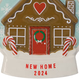 Gingerbread Snow Globe New Home 2024 Christmas Ornament, Ceramic