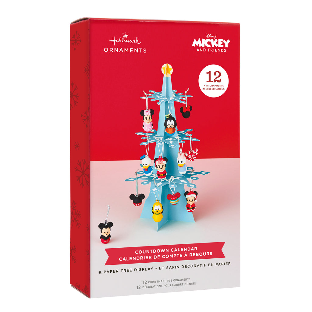 Disney Mickey Mouse and Friends Countdown Calendar Paper Tree Set With 12 Mini Ornaments