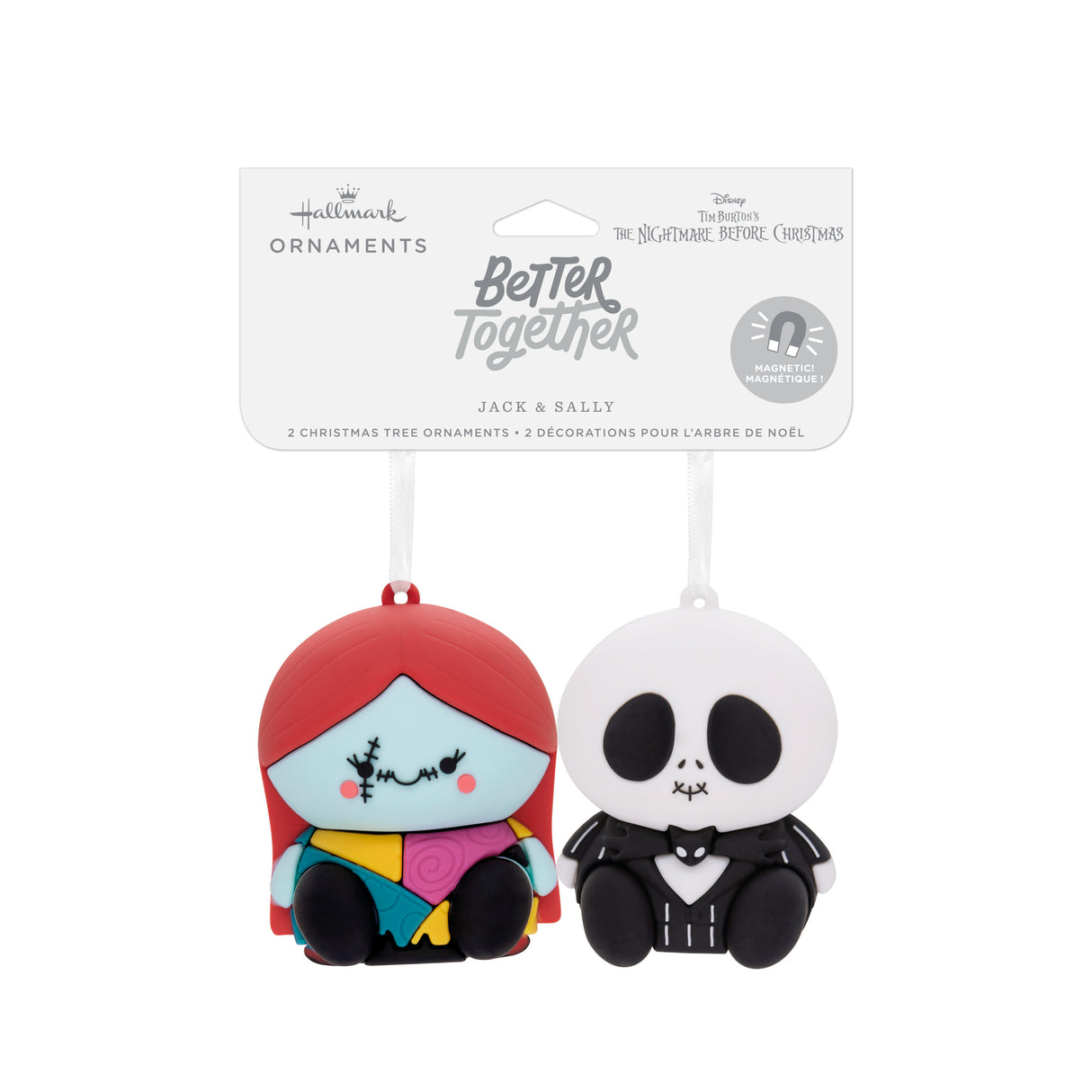 Hallmark Christmas Ornaments (Better Together Disney Tim Burton's The Nightmare Before Christmas Jack and Sally Magnetic), Set of 2
