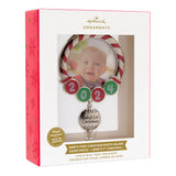 Baby's First Christmas Red and Green 2024 Photo Frame Christmas Ornament, Metal