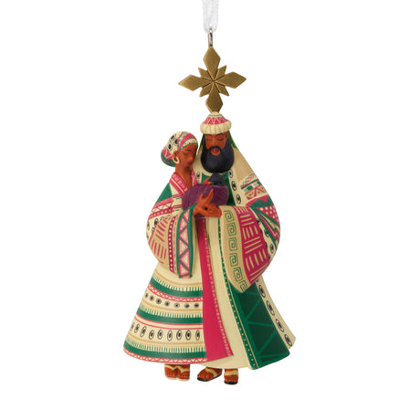 Mahogany Nativity Christmas Ornament