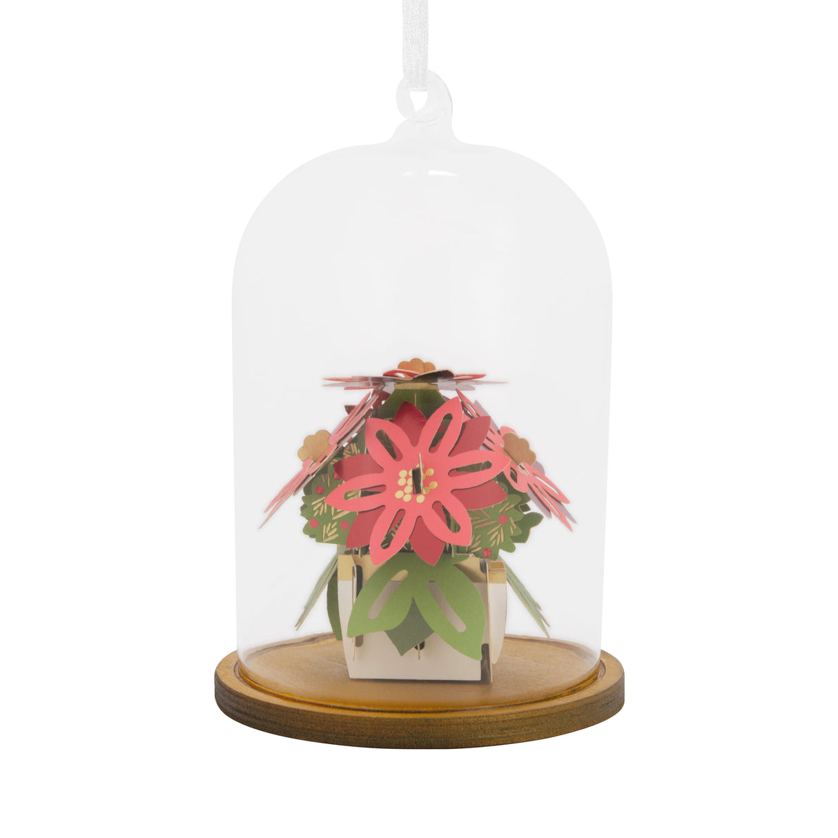 Poinsettia in Glass Cloche Christmas Ornament