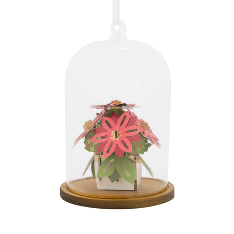 Poinsettia in Glass Cloche Christmas Ornament